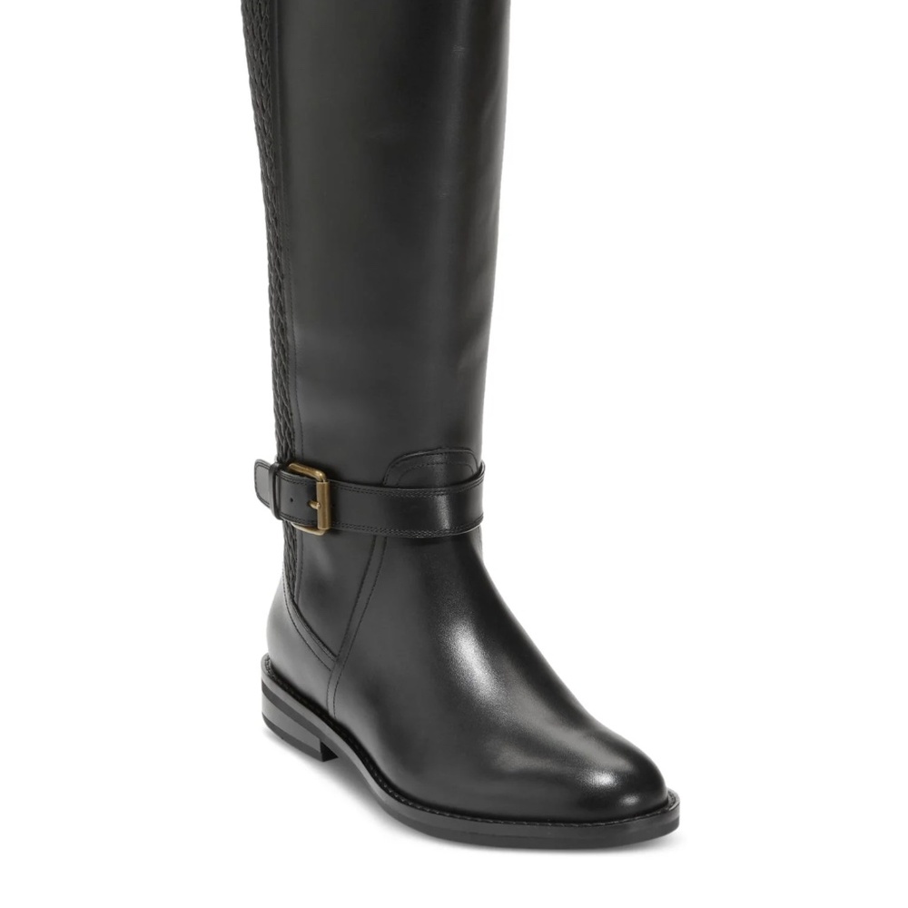 Cole Haan Galina ruched back riding boots in black leather size 5.5 - Picture 2 of 5